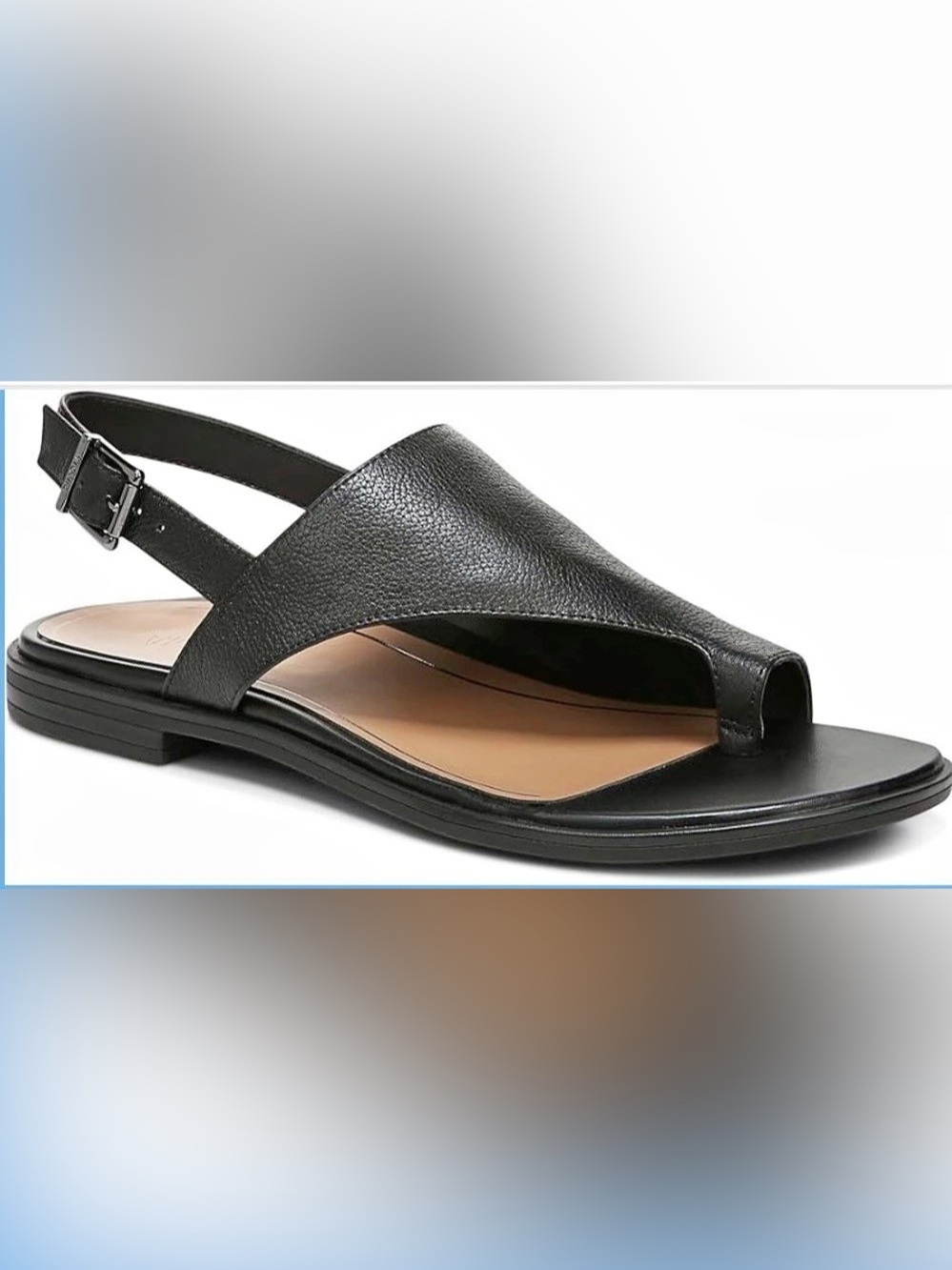 NEW Vionic Ella Toe Loop Black Sandal Size 7.5